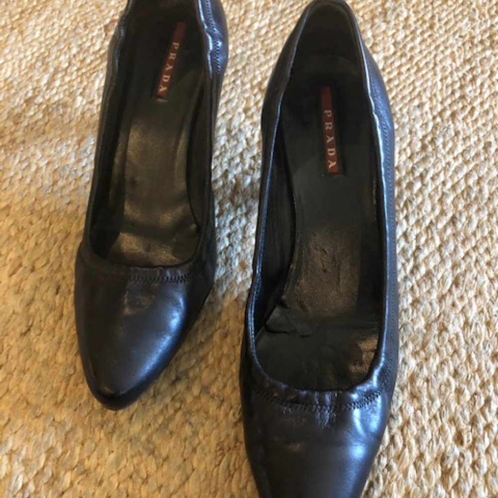 PRADA Sport Black Leather Pumps - Picture 2 of 9